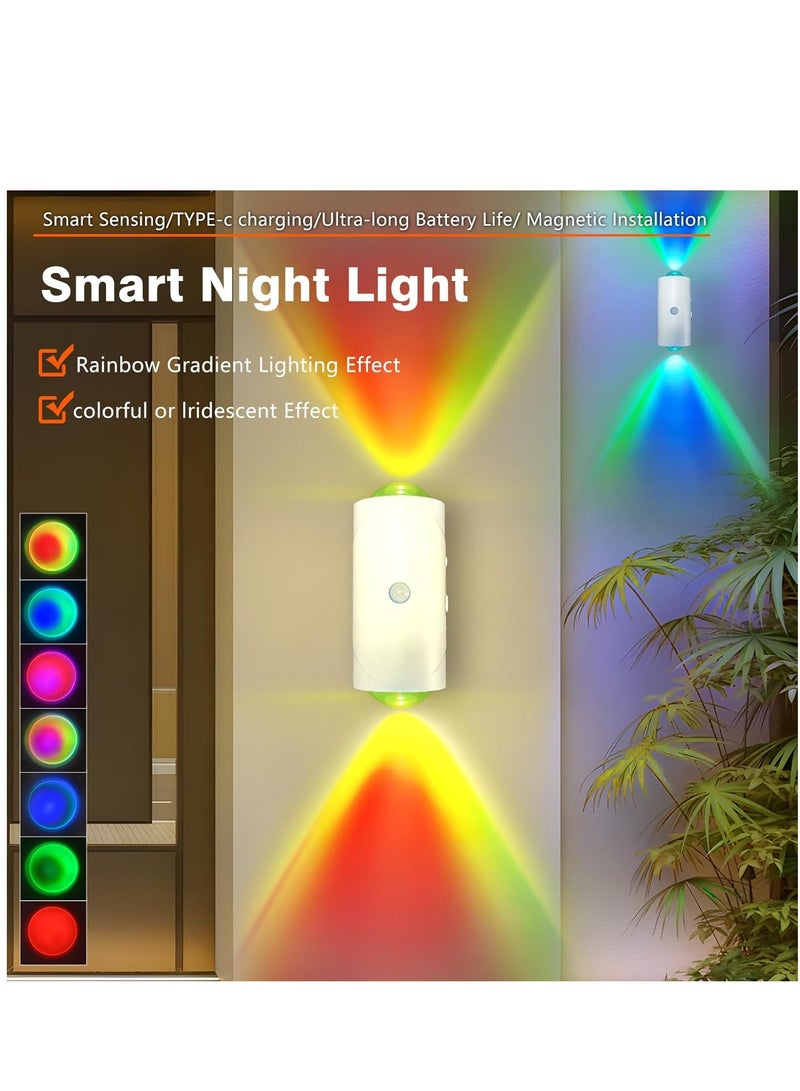 TFIXOL LED Wireless Wall Sconce with 7 Colors Changing, Motion Sensor Light Indoor, 1500mAh Rechargeable Battery Operated Wall Sconces for Bedroom Bedside Hallway Courtyard Doorway (White) - Image 2