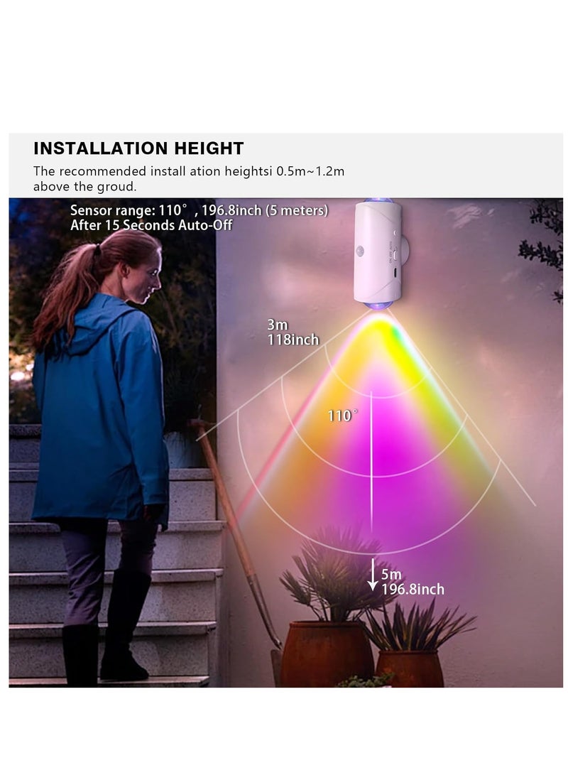 TFIXOL LED Wireless Wall Sconce with 7 Colors Changing, Motion Sensor Light Indoor, 1500mAh Rechargeable Battery Operated Wall Sconces for Bedroom Bedside Hallway Courtyard Doorway (White) - Image 3