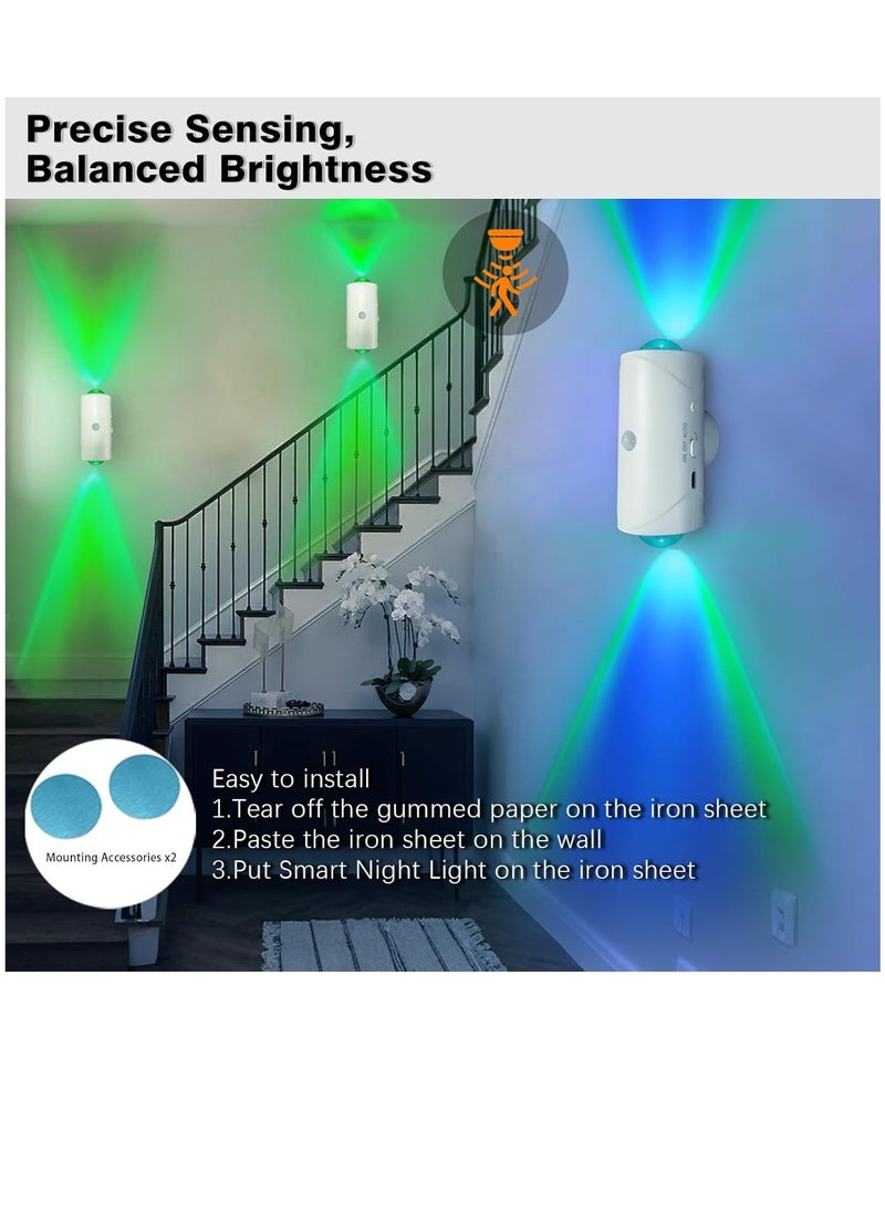 TFIXOL LED Wireless Wall Sconce with 7 Colors Changing, Motion Sensor Light Indoor, 1500mAh Rechargeable Battery Operated Wall Sconces for Bedroom Bedside Hallway Courtyard Doorway (White) - Image 4