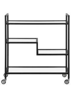 HOME TASTE Metal Serving Trolley With Clear Glass Shelves PreAssembled Utility Cart For Kitchen, Restaurant, Bar And Hospital Heavy Duty 1.3Cm Thick Metal Frame Black, Small 80X40X90Cm  - Image 4