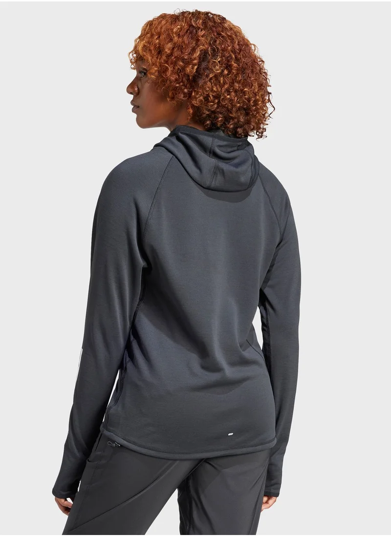 Adidas 3 Stripes Own The Run Hoodie