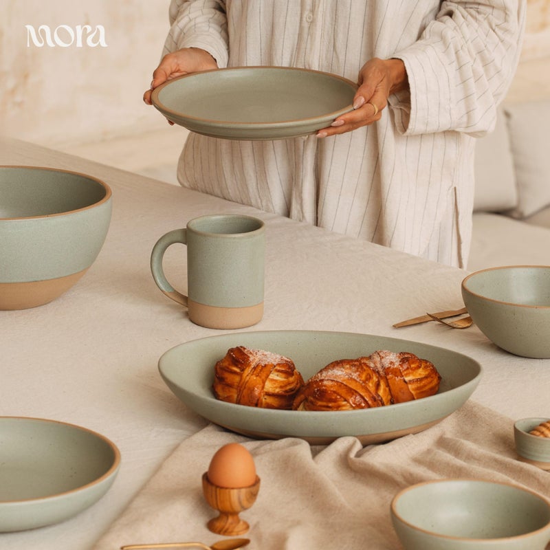 MORA Large Plates Set of 4, 10.5 inch Ceramic Pottery Dinner Plates - Microwave, Oven and Dishwasher Safe - Harvest - Image 5