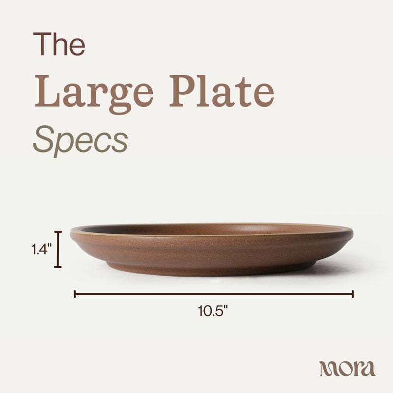 MORA Large Plates Set of 4, 10.5 inch Ceramic Pottery Dinner Plates - Microwave, Oven and Dishwasher Safe - Harvest - Image 2