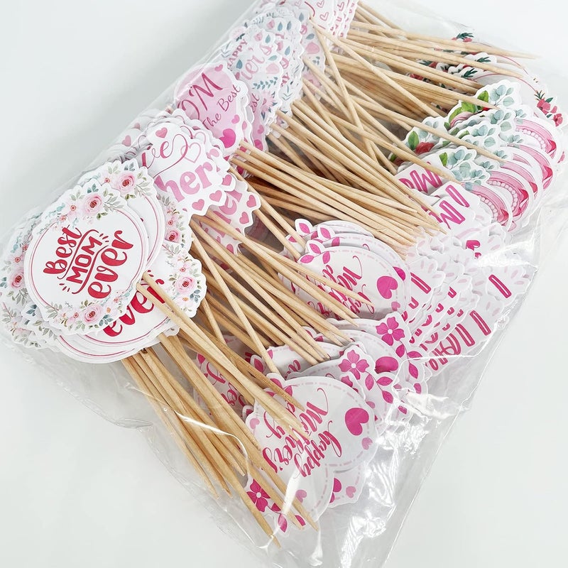 M1NTP1US + 144pcs Happy Mother's Day Cupcake Toppers - 9 Designs - Image 5