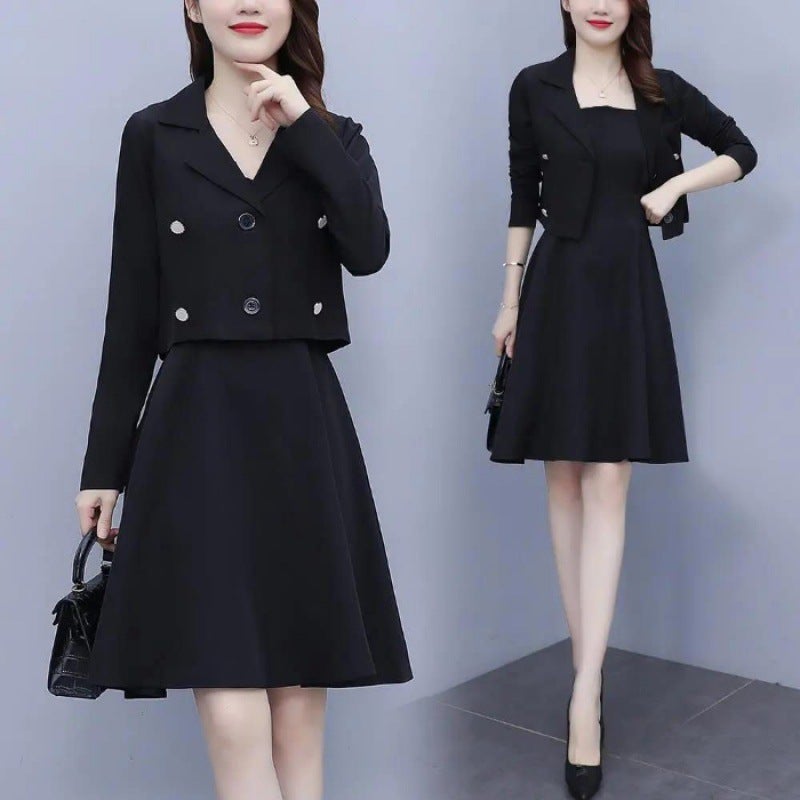 Plus Size Womens Suit Dress Combo Spring Autumn Black - Image 1