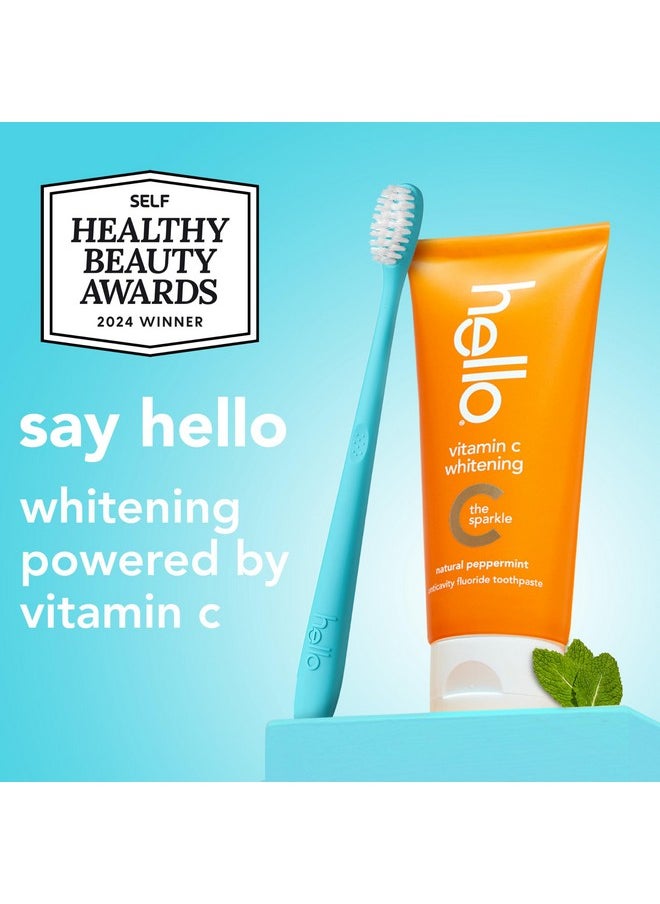 Hello Hello Vitamin C Whitening Toothpaste with Fluoride, Teeth Whitening Toothpaste for Adults, Helps Freshen Breath and Removes Surface Stains, SLS Free, Natural Peppermint Flavor, 4.0 oz Tube  - Image 2