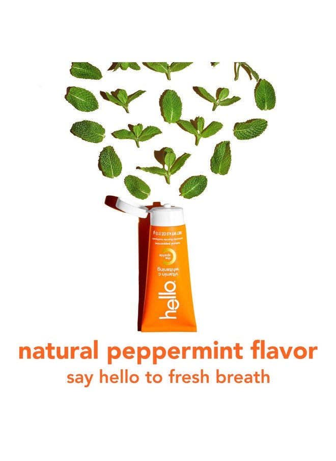 Hello Hello Vitamin C Whitening Toothpaste with Fluoride, Teeth Whitening Toothpaste for Adults, Helps Freshen Breath and Removes Surface Stains, SLS Free, Natural Peppermint Flavor, 4.0 oz Tube  - Image 4