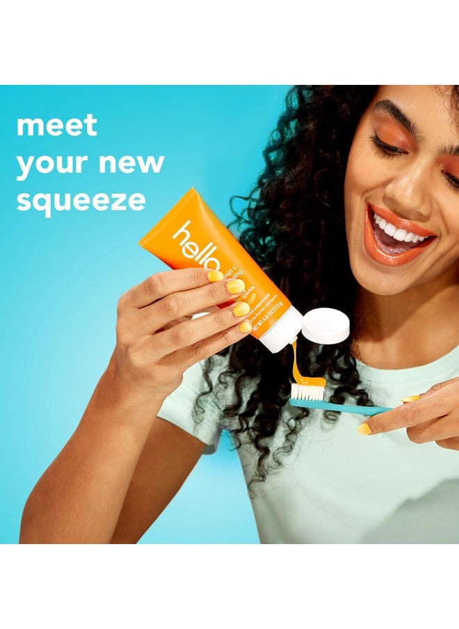 Hello Hello Vitamin C Whitening Toothpaste with Fluoride, Teeth Whitening Toothpaste for Adults, Helps Freshen Breath and Removes Surface Stains, SLS Free, Natural Peppermint Flavor, 4.0 oz Tube  - Image 5