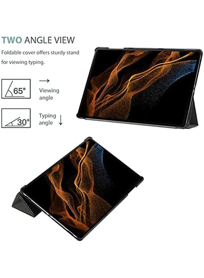 Procases For Galaxy Tab S8 Ultra 14.6 Inch 2022 Case Pu Leather Slim Trifold Protective Stand Case Smart Cover For 14.6 Galaxy Tab S8 Ultra 2022 Tablet Sm X900 Sm X906 Black - Image 4