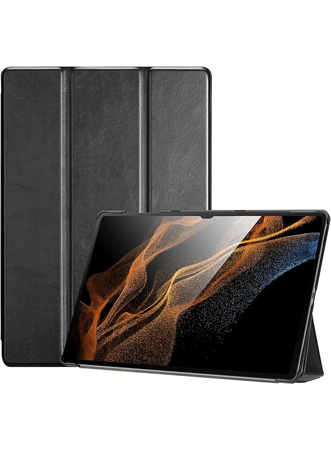 Procases For Galaxy Tab S8 Ultra 14.6 Inch 2022 Case Pu Leather Slim Trifold Protective Stand Case Smart Cover For 14.6 Galaxy Tab S8 Ultra 2022 Tablet Sm X900 Sm X906 Black - Image 1