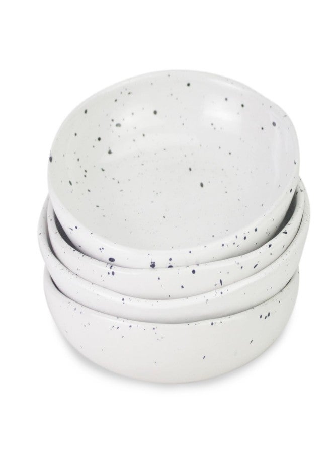 roro 5 Inch Handmade Ceramic Small Bowl, Glossy White Speckled - Image 1