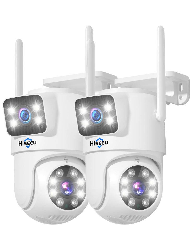 Hiseeu 2Pack كاميرا أمان لاسلكية 5G/2.4G كاميرا واي فاي بعدستين PTZ كاميرا خارجية تتبع الحركة نسخة ليلية ملونة بدون رسوم شهرية تعمل مع نظام الكاميرات اللاسلكية/أليكسا، سلك طاقة - Image 1