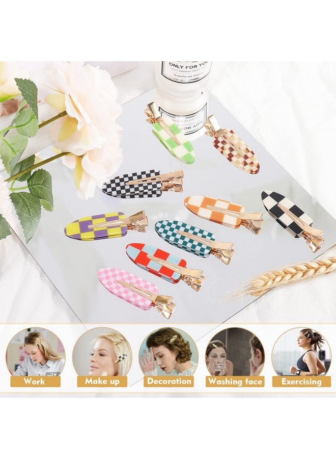 كيسا بلان 9 قطع مشابك شعر بدون ثني، دبابيس تجعيد بدون تجعد على شكل رقعة شطرنج، تصفيف مسطح من الراتنج الأكريليك، مشبك شعر ملون بدون درزات على شكل منقار البط لإكسسوارات تصفيف الشعر والمكياج للنساء والفتيات - Image 5