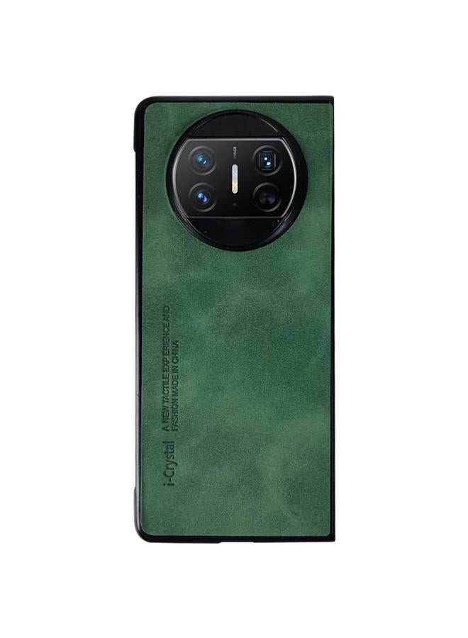 جراب هاتف قابل للطي من جلد الحمل الكريستالي لهاتف Huawei Mate X3 (أخضر)