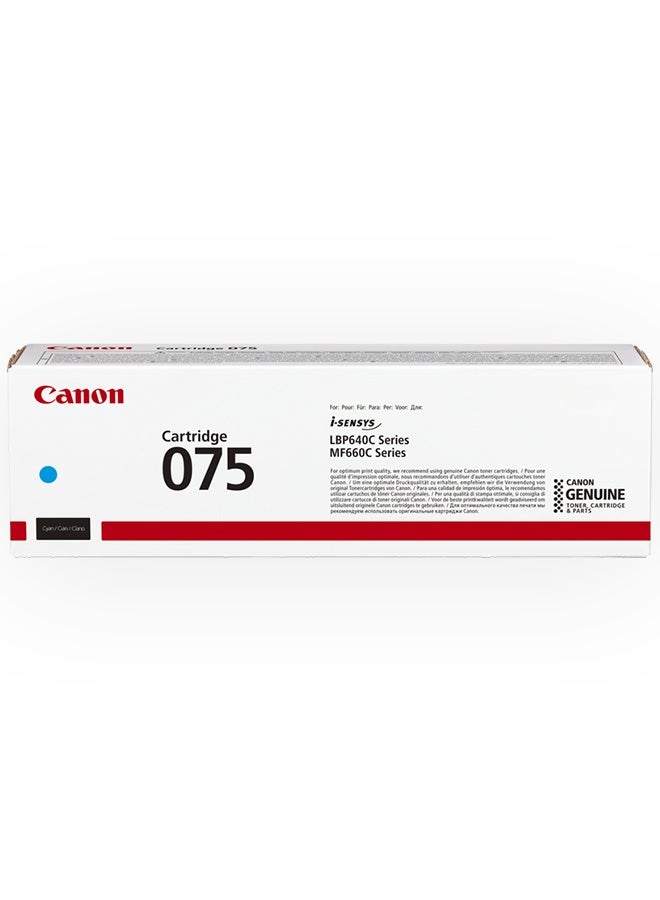 Canon 075 Original Toner Cartridge for Canon i-SENSYS MF664Cdw, MF667Cdw, LBP646Cdw, LBP647Cdw - Cyan - Image 1