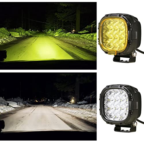 BIGLION.X 4 Inch Pair 160W Round LED Offroad Lights Super Bright Driving Offroad Pod Lights Fog Lights Work Light Bumper Light Pods with Amber Covers Wiring Harness for Pickup Trucks SUV UTV ATV - Image 2