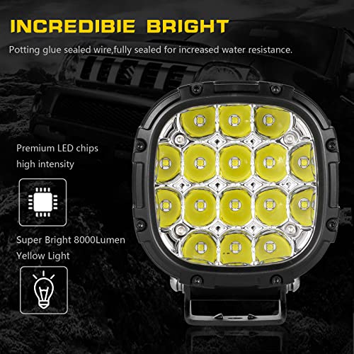 BIGLION.X 4 Inch Pair 160W Round LED Offroad Lights Super Bright Driving Offroad Pod Lights Fog Lights Work Light Bumper Light Pods with Amber Covers Wiring Harness for Pickup Trucks SUV UTV ATV - Image 5
