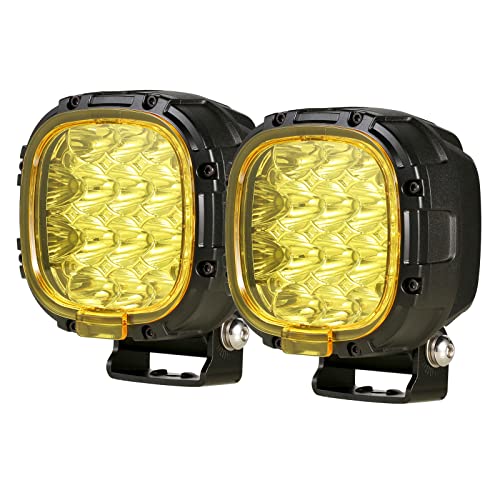 BIGLION.X 4 Inch Pair 160W Round LED Offroad Lights Super Bright Driving Offroad Pod Lights Fog Lights Work Light Bumper Light Pods with Amber Covers Wiring Harness for Pickup Trucks SUV UTV ATV - Image 4