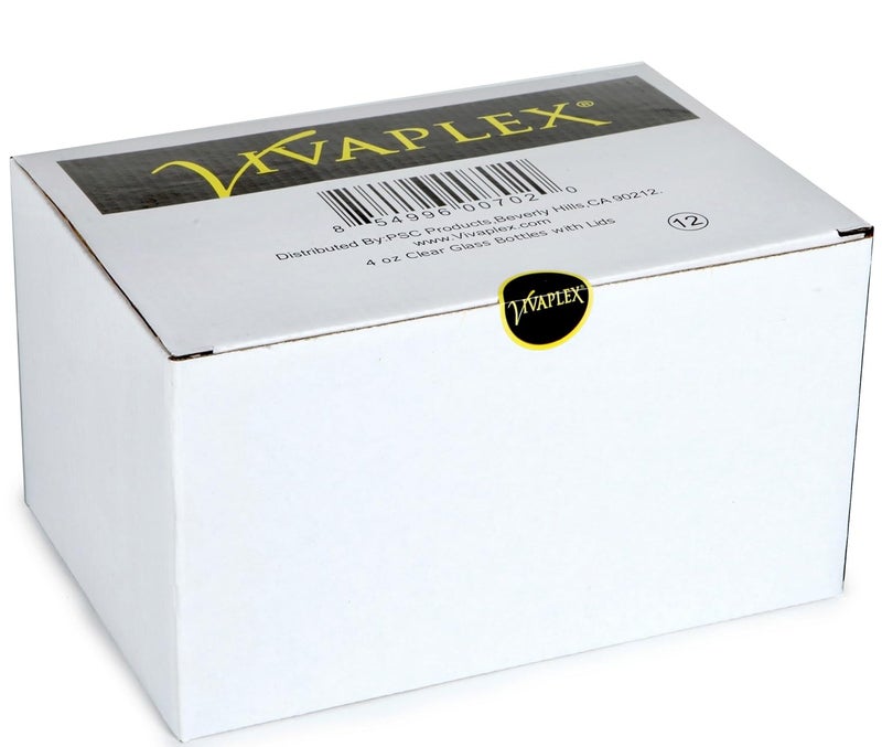 Vivaplex 12 Clear 4 oz Glass Bottles with Lids - Image 2