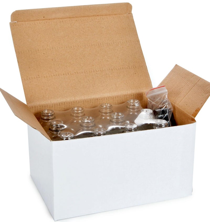 Vivaplex 12 Clear 4 oz Glass Bottles with Lids - Image 4
