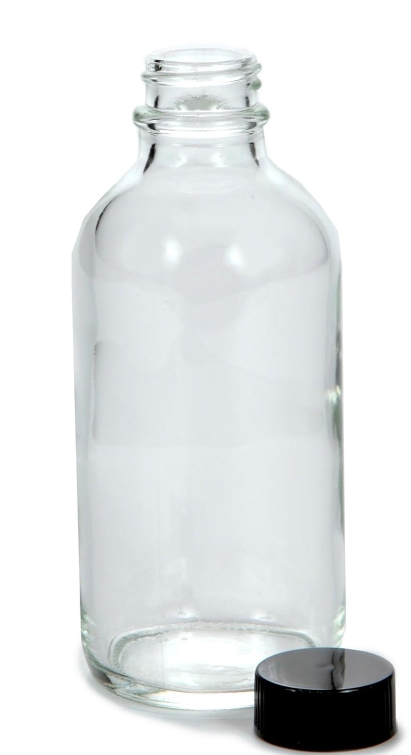 Vivaplex 12 Clear 4 oz Glass Bottles with Lids - Image 5