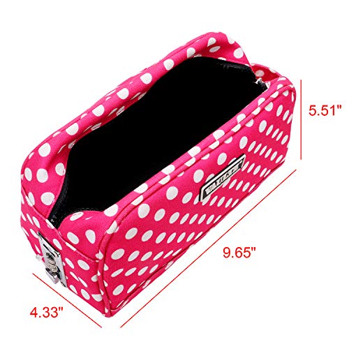 Vaultz Locking Nylon Travel Kit, 10 x 5.75 x 5 Inches, Pink/White Polka Dots (VZ03512) - Image 5