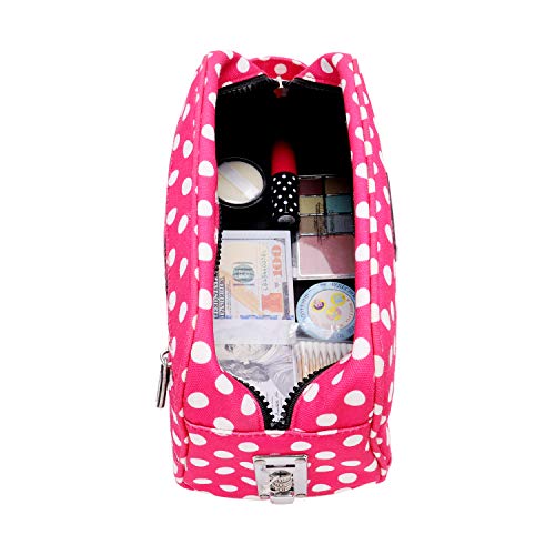 Vaultz Locking Nylon Travel Kit, 10 x 5.75 x 5 Inches, Pink/White Polka Dots (VZ03512) - Image 2