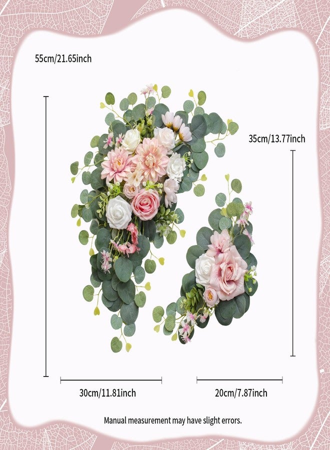 Odouzy Artificial Wedding Arch Flowers for Wedding Sign,Set of 2 for Wedding Welcome Ceremony Sign,Faux Floral Swags,Wedding, Banquet and Reception Backdrop Floral Decoration (Pink) - Image 2
