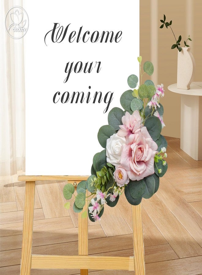 Odouzy Artificial Wedding Arch Flowers for Wedding Sign,Set of 2 for Wedding Welcome Ceremony Sign,Faux Floral Swags,Wedding, Banquet and Reception Backdrop Floral Decoration (Pink) - Image 4