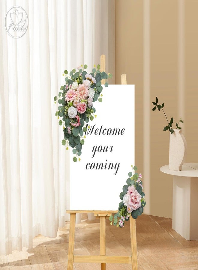 Odouzy Artificial Wedding Arch Flowers for Wedding Sign,Set of 2 for Wedding Welcome Ceremony Sign,Faux Floral Swags,Wedding, Banquet and Reception Backdrop Floral Decoration (Pink) - Image 5