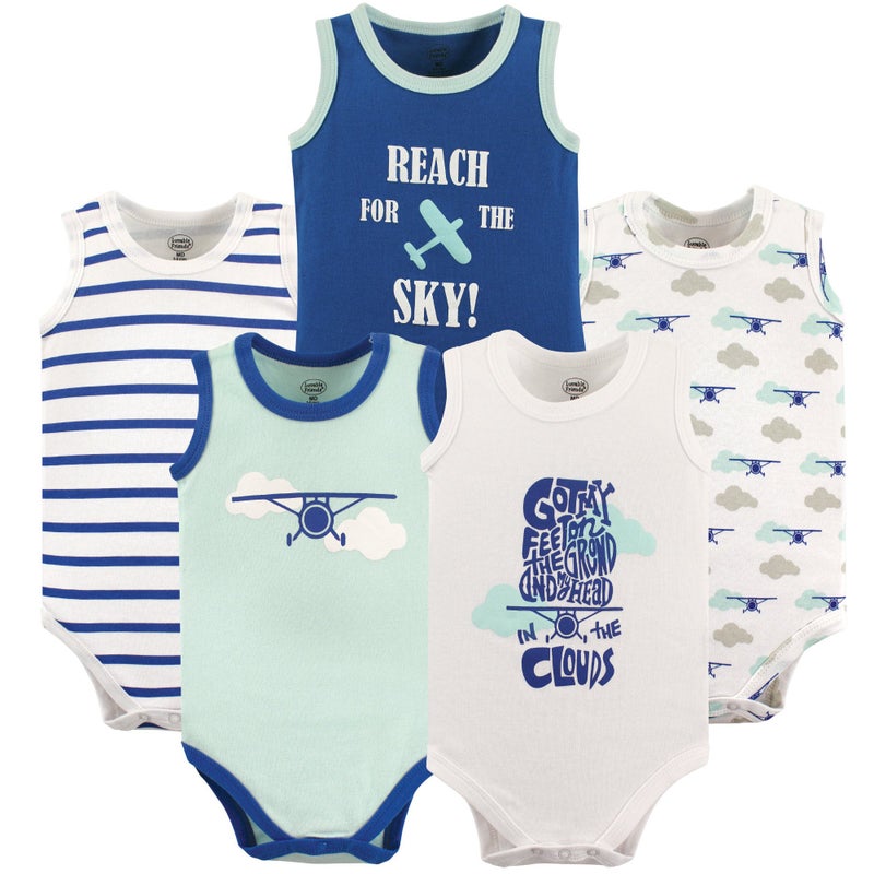 Luvable Friends Unisex Baby Cotton Sleeveless Bodysuits, Airplane, 18-24 Months - Image 5