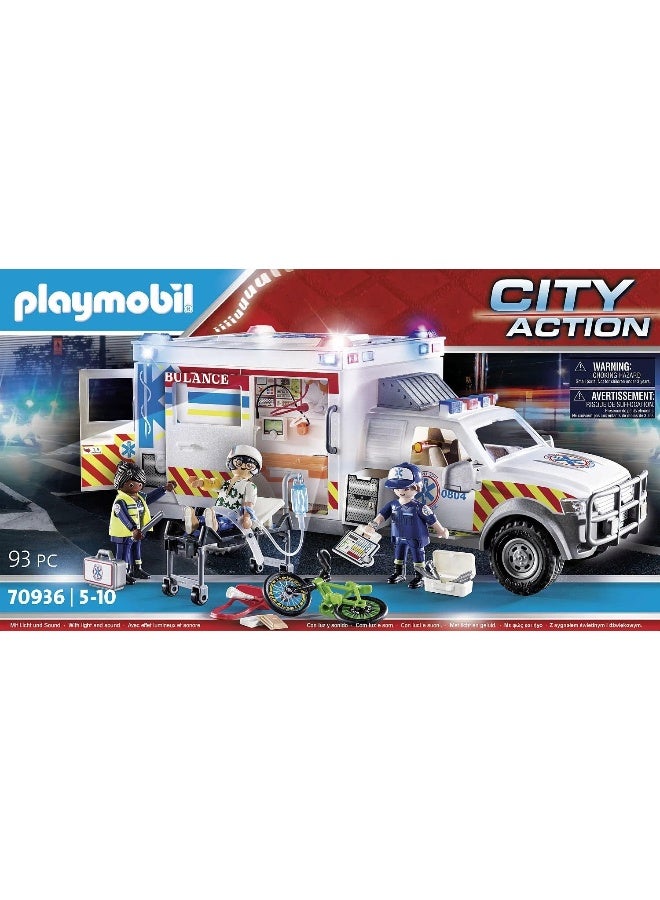 بلاي موبيل بلايموبيل مركبة إنقاذ إسعاف مزودة بأضواء وصوت مع شخصيات مسعفين، أدوات طبية، نقالة، وإكسسوارات للعب أدوار الطوارئ الممتعة | الموديل 70936 | لعبة إبداعية للأطفال من عمر 4 سنوات فما فوق | 70936 - Image 3