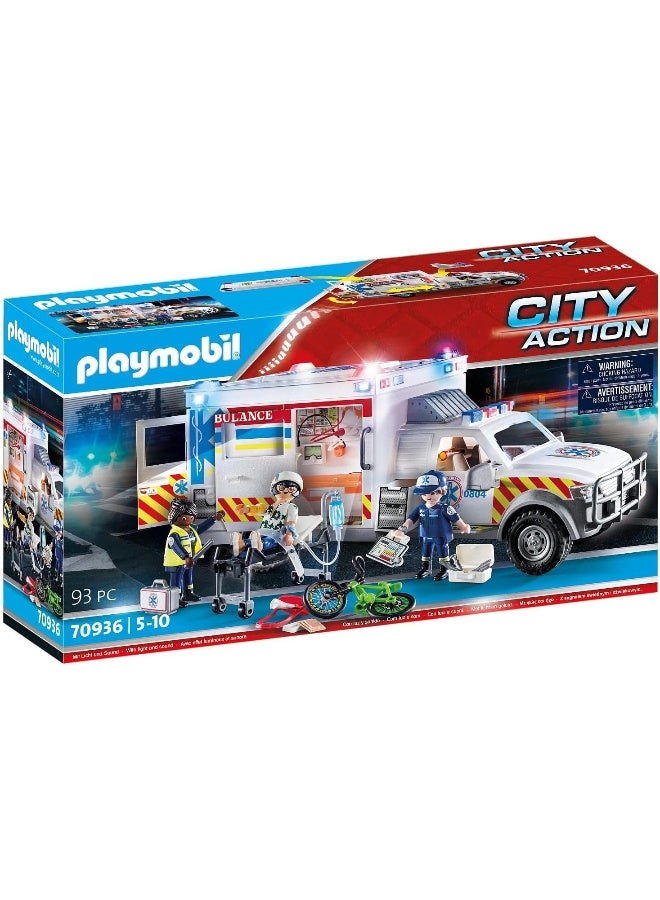 بلاي موبيل بلايموبيل مركبة إنقاذ إسعاف مزودة بأضواء وصوت مع شخصيات مسعفين، أدوات طبية، نقالة، وإكسسوارات للعب أدوار الطوارئ الممتعة | الموديل 70936 | لعبة إبداعية للأطفال من عمر 4 سنوات فما فوق | 70936 - Image 1