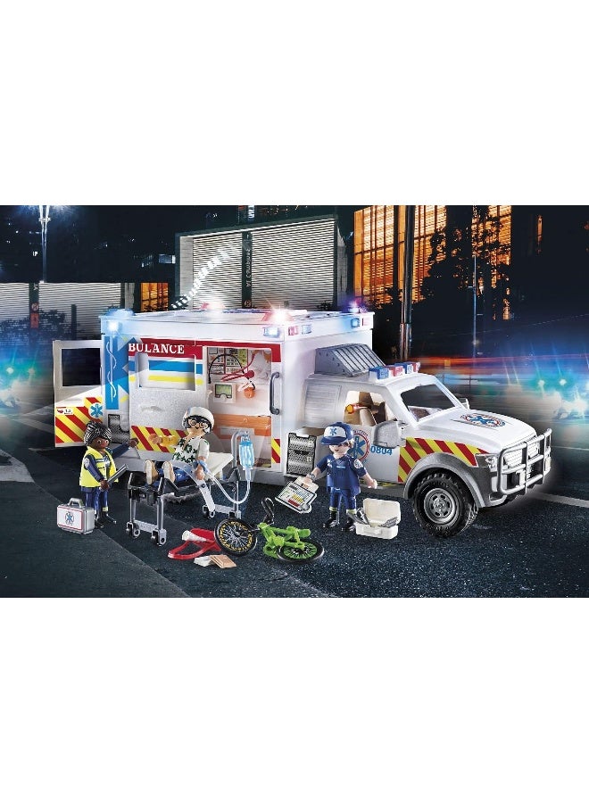 بلاي موبيل بلايموبيل مركبة إنقاذ إسعاف مزودة بأضواء وصوت مع شخصيات مسعفين، أدوات طبية، نقالة، وإكسسوارات للعب أدوار الطوارئ الممتعة | الموديل 70936 | لعبة إبداعية للأطفال من عمر 4 سنوات فما فوق | 70936 - Image 2