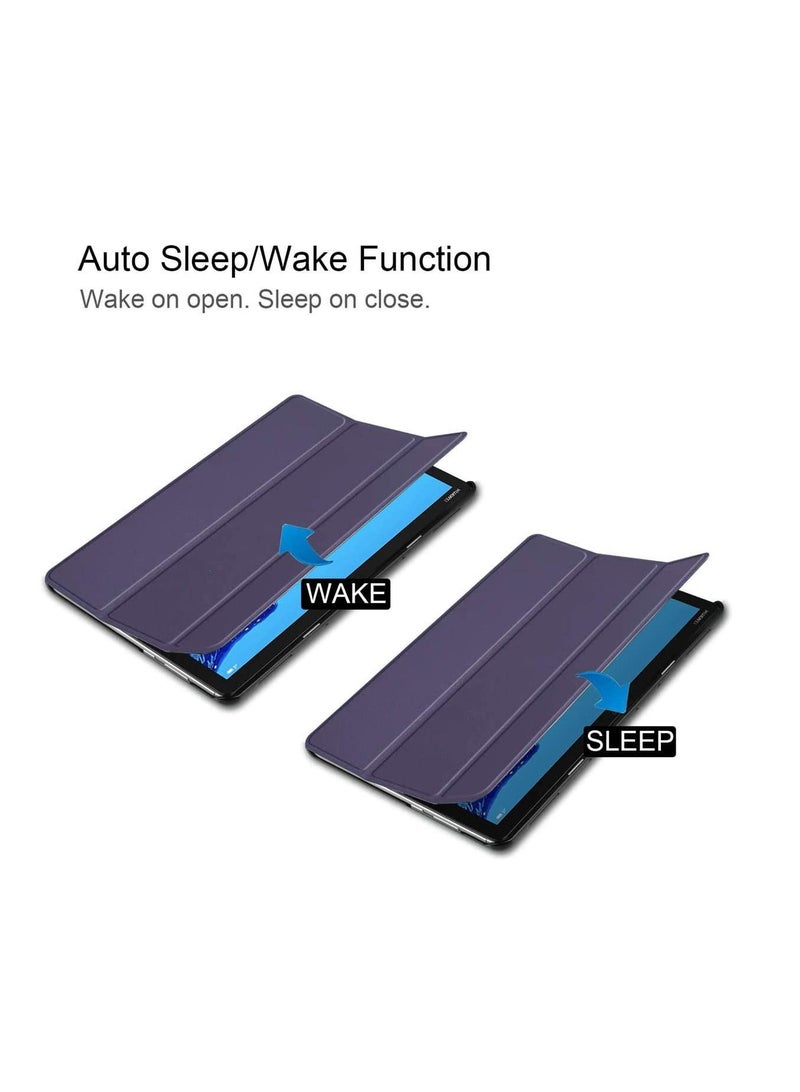 erorex Case Compatible with Huawei MediaPad M5 Lite 10 inch, Tri-Fold Ultra Slim Stand Smart Case Cover with Auto Wake/Sleep Compatible for Huawei MediaPad M5 Lite 10" Android Tablet (Navy Blue) - Image 2