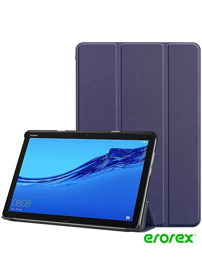 erorex Case Compatible with Huawei MediaPad M5 Lite 10 inch, Tri-Fold Ultra Slim Stand Smart Case Cover with Auto Wake/Sleep Compatible for Huawei MediaPad M5 Lite 10" Android Tablet (Navy Blue) - Image 1