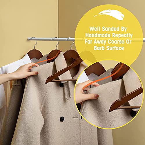 Evolluxi Lotus Wooden Hangers, Solid Wood Shirt Hangers,Dress Coat Jacket Clothes Hangers,with Extra Smooth Finish, 360 Degree Swivel Hook(Retro) (Walnut, 60 Count) - Image 4