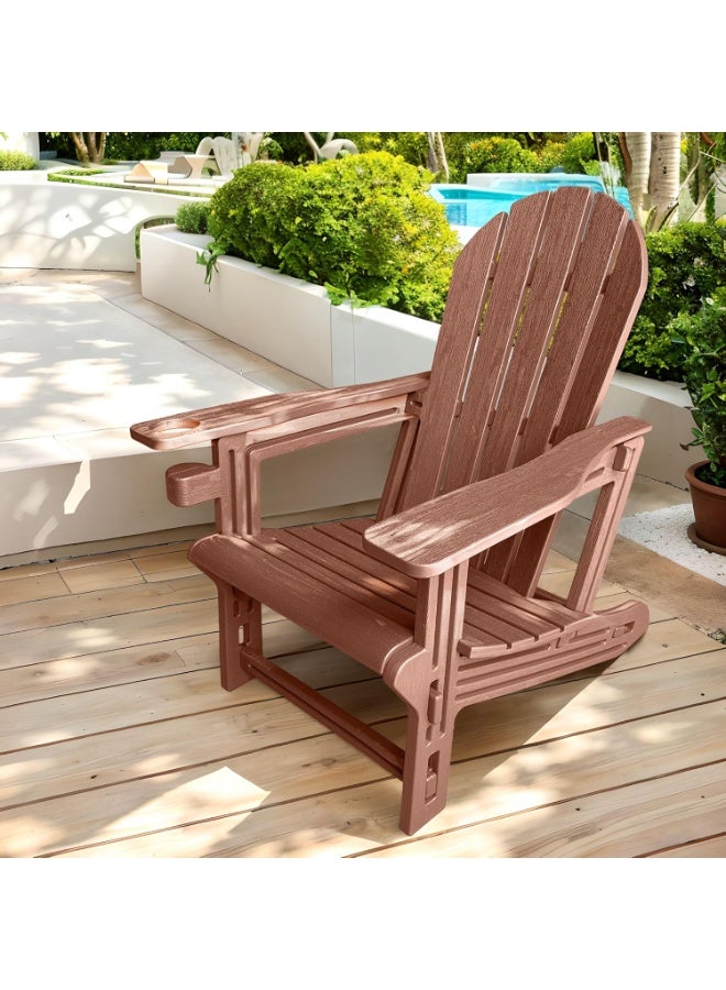 Adirondack Outdoor Chair – Weather Resistant HDPE Patio Lounge Chair with Wood Texture for Garden, Deck, Porch & Fire Pit - Image 4