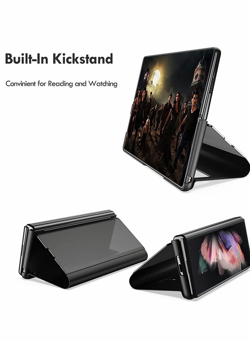 Excefore Case for Samsung Z Fold 3 Cover, Plating Mirror Makeup Phone Case Flip Shockproof Cover - Image 5