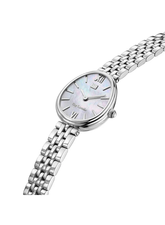 Guy Laroche Lauren White Dial Stainless Steel Bracelet Analog Watch for Women, 26mm
