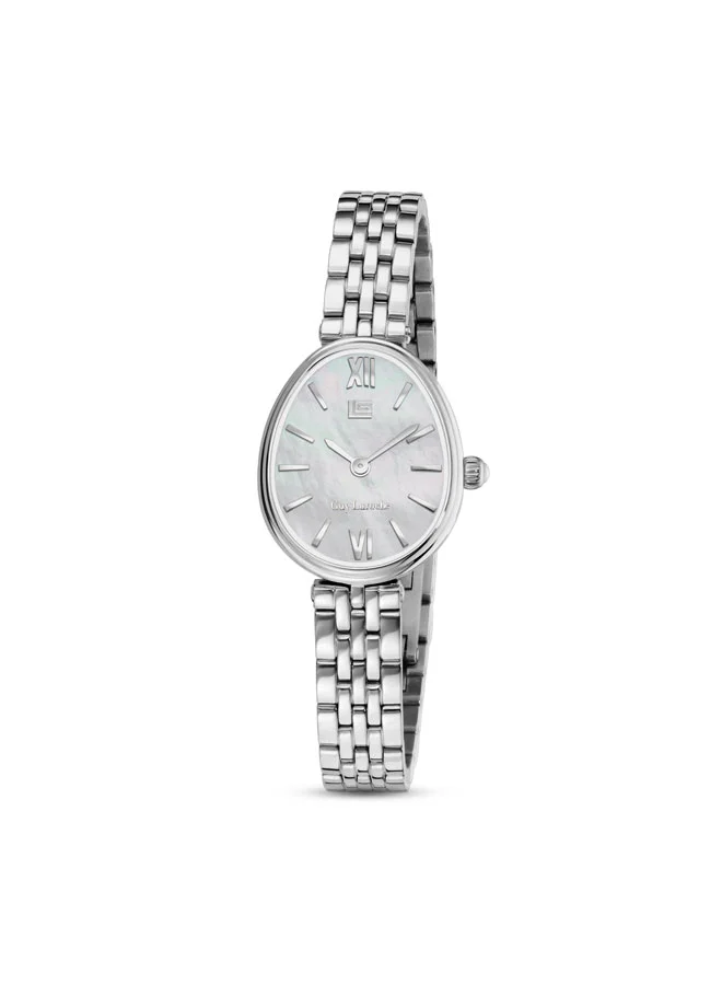 Lauren White Dial Stainless Steel Bracelet Analog Watch for Women, 26mm