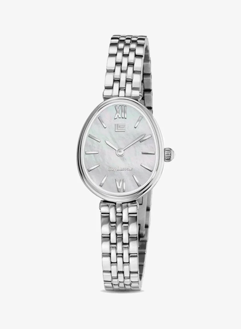 غاي لاروش Lauren White Dial Stainless Steel Bracelet Analog Watch for Women, 26mm