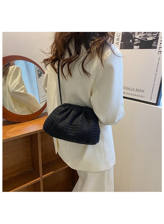 Niche Design Women's Bag 2023 Early Spring Versatile Plaid Fashion Single Shoulder Cloud Cloth Bag Crossbody For Women-Color:Rose Pink  - Image 3