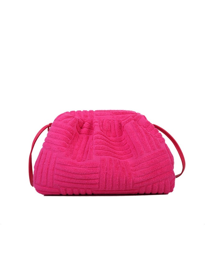 Niche Design Women's Bag 2023 Early Spring Versatile Plaid Fashion Single Shoulder Cloud Cloth Bag Crossbody For Women-Color:Rose Pink  - Image 1