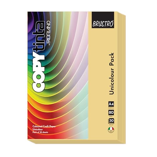 BRUSTRO Copytinta Coloured Craft Paper A4 Size 80 GSM Light Yellow Shade (Banana), 60 Sheets Pack | Double Side Colored, Ideal for Origami, Scrapbooking, Making Card, DIY Art & Craft. - Image 1