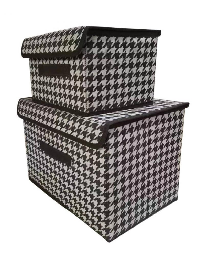 Alissa - Houndstooth 4 Pack Storage Bags, Clothes Storage Bins Foldable Closet Organizers Storage Containers ( 8L+23L*2) - Image 1