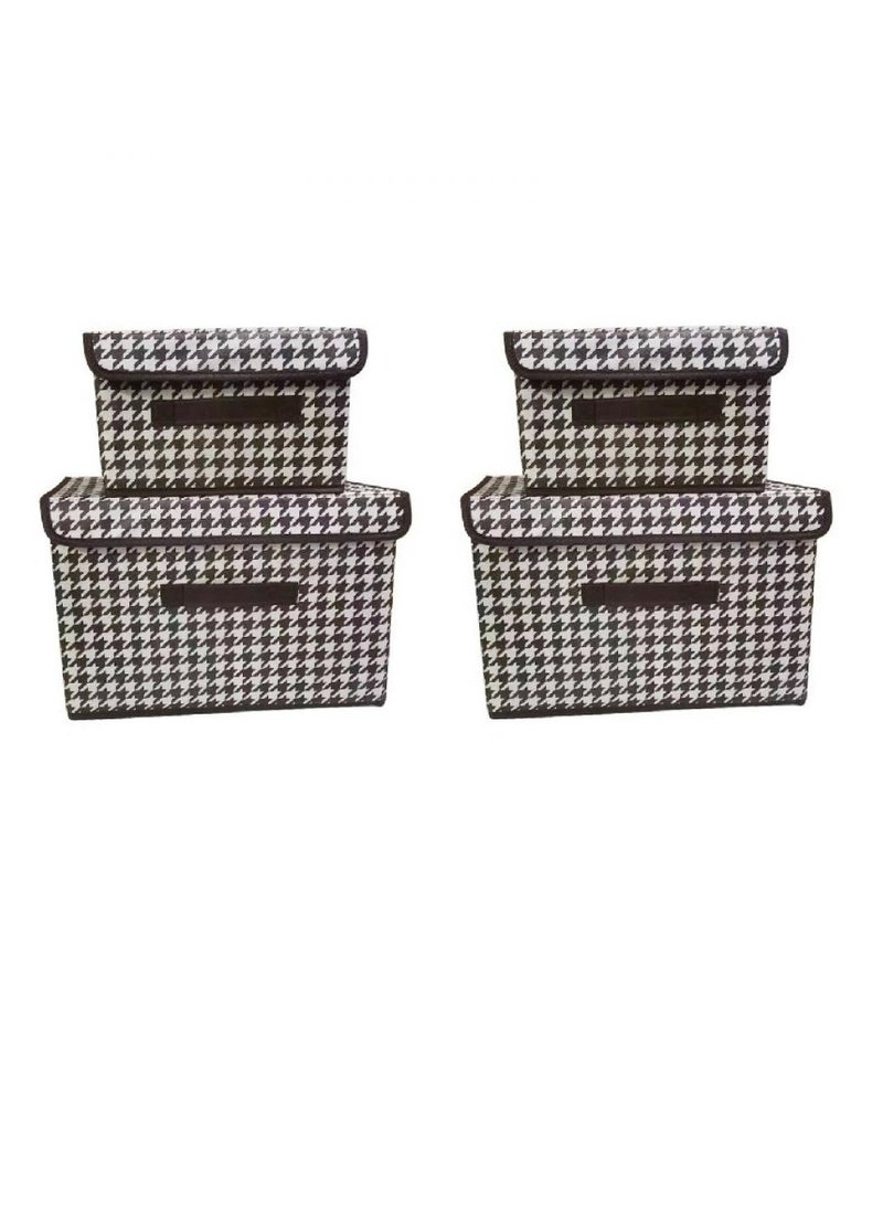Alissa - Houndstooth 4 Pack Storage Bags, Clothes Storage Bins Foldable Closet Organizers Storage Containers ( 8L+23L*2) - Image 1