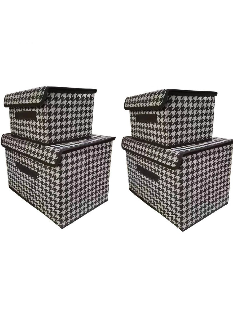 Alissa - Houndstooth 4 Pack Storage Bags, Clothes Storage Bins Foldable Closet Organizers Storage Containers ( 8L+23L*2) - Image 1