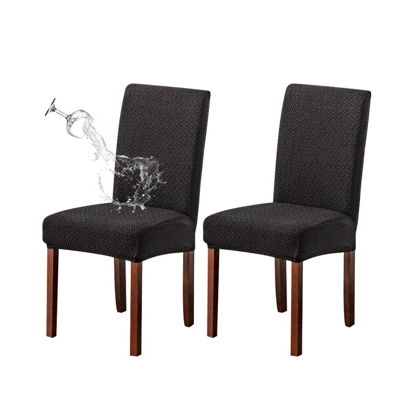 Genina أغطية كرسي Genina المقاومة للماء لأغطيات Kiting Room Croom Clost Croach Parson Kining Chair Slipcover (Black 2 PCS) - Image 1