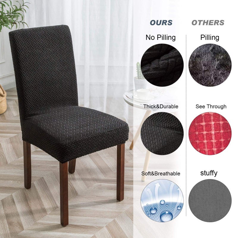 Genina أغطية كرسي Genina المقاومة للماء لأغطيات Kiting Room Croom Clost Croach Parson Kining Chair Slipcover (Black 2 PCS) - Image 3